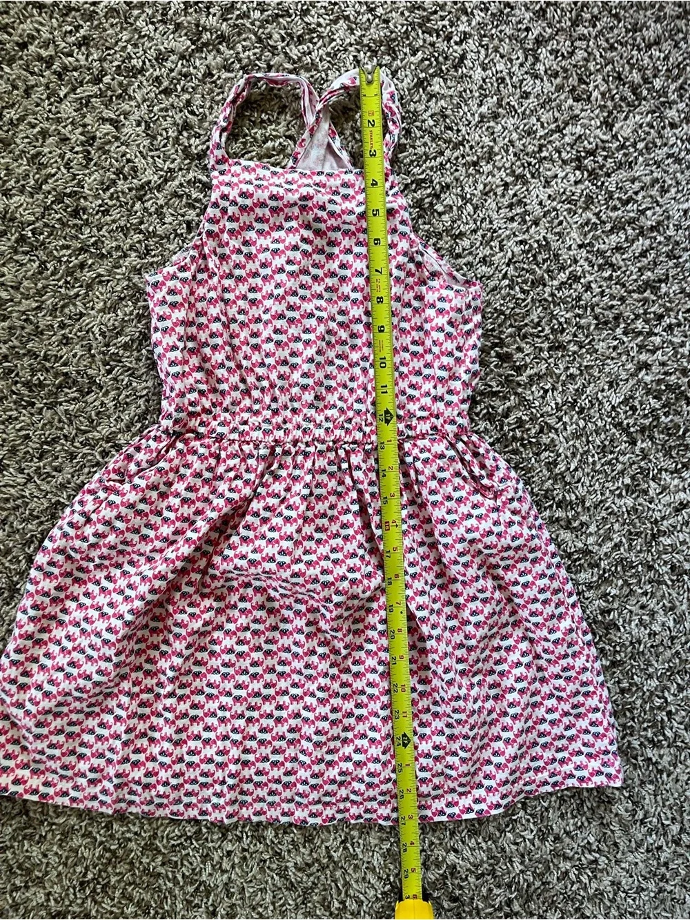Carter's Girls Pink Elephant‎ Print Linen Blend Criss Cross Back Dress Size 8